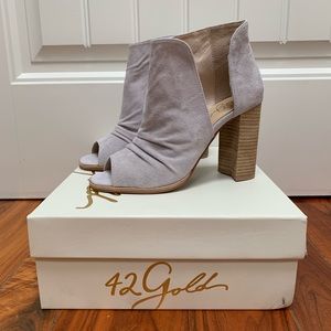 Fog Suede Peep Toe Booties | Poshmark